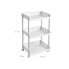 SONGMICS Gurulós Tárolókocsi 3 Polcos Fehér PP Műanyag Fürdőszobai Konyhai Szervező