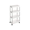 SONGMICS 4-Szintes Gurulós Tárolókocsi Fehér Polipropilén Rendszerező