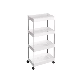   SONGMICS 4-Szintes Gurulós Tárolókocsi Fehér Polipropilén Rendszerező