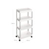 SONGMICS 4-Szintes Gurulós Tárolókocsi Fehér Polipropilén Rendszerező