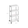 SONGMICS 4-Szintes Gurulós Tárolókocsi Fehér Polipropilén Rendszerező
