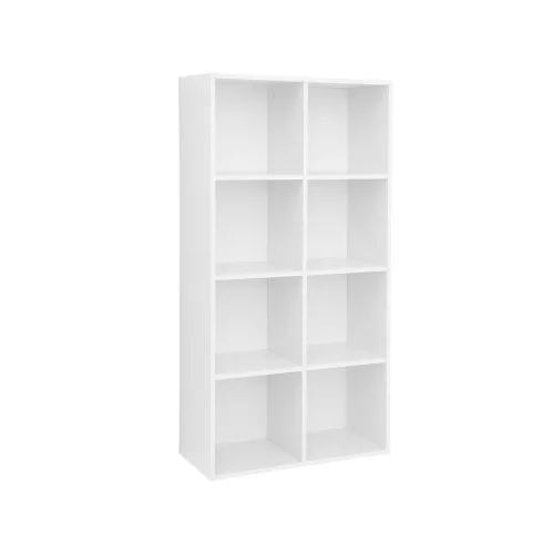 VASAGLE 8-Rekeszes Tárolópolc Fehér Könyvesszekrény