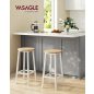   VASAGLE Klasszikus Bárszék Szett Tölgyfa Ülőlappal és Fehér Fém Vázzal