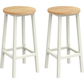   VASAGLE bárszék 2 db-os szett fém vázzal lábtartóval fehér tölgy bézs klasszikus