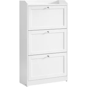   VASAGLE LBC036W01 cipőszekrény 3 billenő ajtóval forgácslap felhőfehér