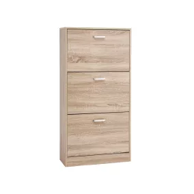   VASAGLE LBC03NLV1 cipőszekrény 3 ajtós forgófiókos rendszerrel természetes fa hatású 60 x 24 x 120 cm