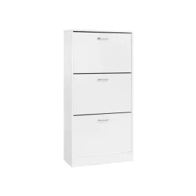   VASAGLE 3 Fiókos Cipőszekrény Forgóajtós Fehér 60 x 24 x 120 cm