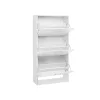 VASAGLE 3 Fiókos Cipőszekrény Forgóajtós Fehér 60 x 24 x 120 cm