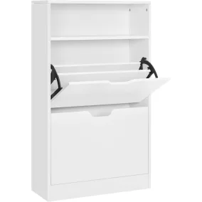 VASAGLE Modern Cipősszekrény 2 Rekesszel Fehér