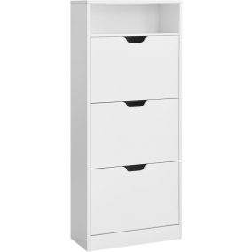 VASAGLE Modern Cipősszekrény 3 Ajtóval Felhőfehér