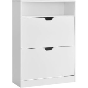   VASAGLE Modern Cipősszekrény Állítható Rekeszekkel Felhőfehér