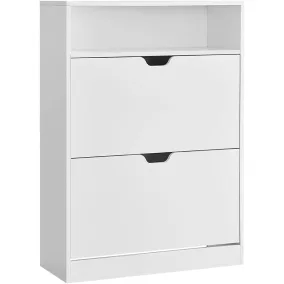   VASAGLE Modern Cipősszekrény Állítható Rekeszekkel Felhőfehér