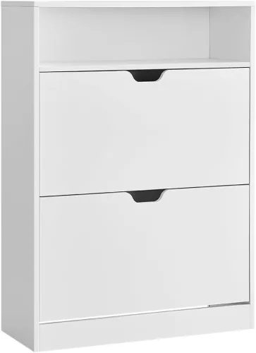 VASAGLE Modern Cipősszekrény Állítható Rekeszekkel Felhőfehér