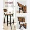 VASAGLE LBC078B01 2 db-os bárszék szett támlával vintage barna/fekete ipari design