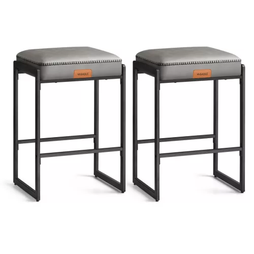 VASAGLE EKHO Mid-Century Modern Bárszék Szett Műbőr Galambszürke