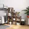 VASAGLE Lépcsőzetes Könyvespolc 10 Rekesszel Rusztikus Barna