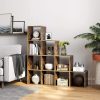 VASAGLE Lépcsőzetes Könyvespolc 10 Rekesszel Rusztikus Barna