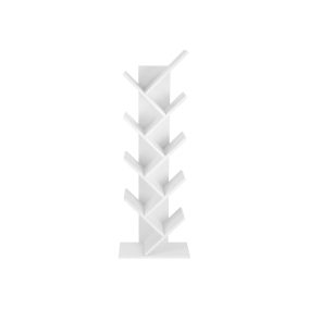   VASAGLE Fa Könyvespolc 8 Szintes Álló Fehér Geometrikus Dizájn