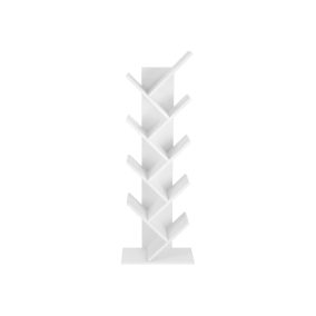   VASAGLE Fa Könyvespolc 8 Szintes Álló Fehér Geometrikus Dizájn