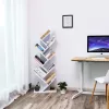 VASAGLE Fa Könyvespolc 8 Szintes Álló Fehér Geometrikus Dizájn