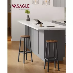   VASAGLE LBC132K01 bárszék szett fém vázzal és lábtartóval rusztikus barna fekete
