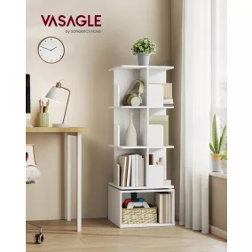   VASAGLE Custos forgó könyvespolc 4 szintes tárolópolc felhőfehér 40 x 40 x 124,6 cm