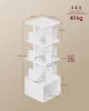 VASAGLE Custos forgó könyvespolc 4 szintes tárolópolc felhőfehér 40 x 40 x 124,6 cm