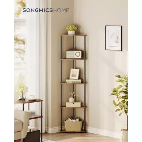   SONGMICS HOME 5 szintes sarokpolc szerszám nélküli összeszerelés rusztikus barna