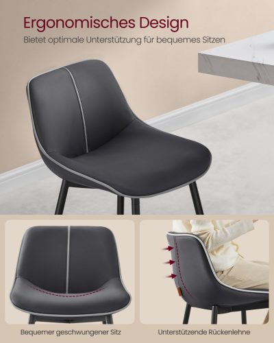 VASAGLE Ergonomikus Bárszék Szett PU Bőr Kárpitozással Fekete