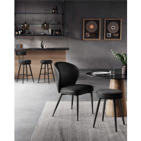   VASAGLE EKHO 360° Forgatható Bárszék Szett Műbőr Háttámlával Fekete