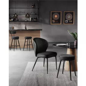   VASAGLE EKHO 360° Forgatható Bárszék Szett Műbőr Háttámlával Fekete