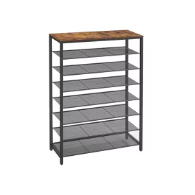   VASAGLE 8-Szintes Cipőtároló Állvány Rusztikus Barna-Fekete