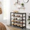 VASAGLE Ipari Stílusú Cipőtároló Állvány 4 Polccal Greige-Fekete