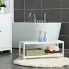 SONGMICS Természetes Bambusz Kétszintes Cipőtartó Állvány Fehér