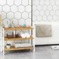   SONGMICS 3 szintes bambusz cipőtartó polc fehér 70 x 26 x 55 cm