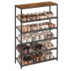 VASAGLE 6 szintes cipőtároló polc állítható ipari stílusú barna-fekete