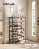 VASAGLE 6 szintes cipőtároló polc állítható ipari stílusú barna-fekete