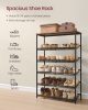 VASAGLE 6 szintes cipőtároló polc állítható ipari stílusú barna-fekete
