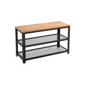   VASAGLE LBS073N01 Ipari Stílusú Cipőtároló Pad Fa és Fém