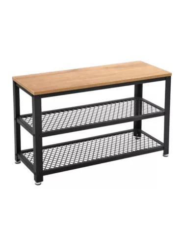 VASAGLE LBS073N01 Ipari Stílusú Cipőtároló Pad Fa és Fém