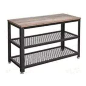   VASAGLE Industrial Cipőtároló Pad 2 Polcos Fém-Fa Greige-Fekete