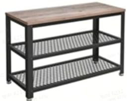 VASAGLE Industrial Cipőtároló Pad 2 Polcos Fém-Fa Greige-Fekete