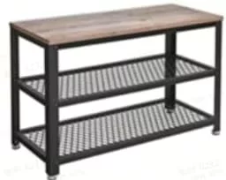 VASAGLE Industrial Cipőtároló Pad 2 Polcos Fém-Fa Greige-Fekete