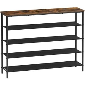   VASAGLE Ipari Stílusú 5 Szintes Cipőtároló Állvány Rusztikus Barna