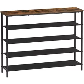   VASAGLE Ipari Stílusú 5 Szintes Cipőtároló Állvány Rusztikus Barna
