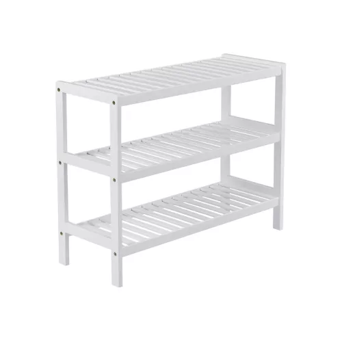 SONGMICS Bambusz Tárolópolc 3-Szintes Fehér Állvány