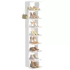 VASAGLE 9 szintes keskeny cipőtartó állvány matt fehér akasztókkal