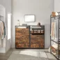   VASAGLE Ipari Stílusú Cipősszekrény 3 Billenő Ajtóval Vintage Barna-Fekete