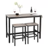 VASAGLE ALINRU Ipari Bárasztal Szett Szürke-Bézs Színben Fekete Vázszerkezettel