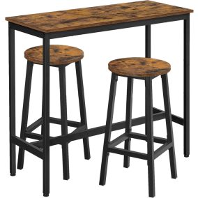 VASAGLE Ipari Bárasztal Szett Vintage Barna-Fekete